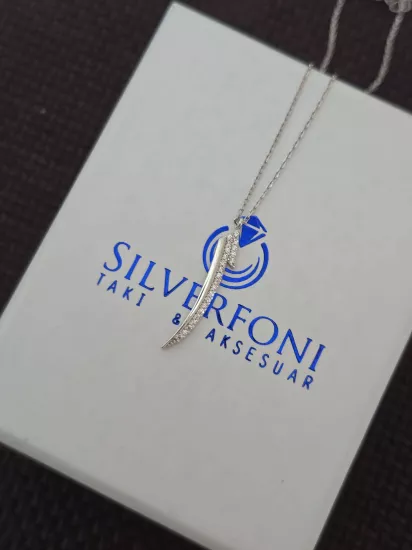 Silverfoni 925 Ayar Gümüş Bayan elif  Kolye