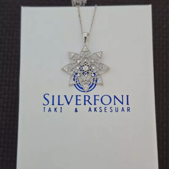 Silverfoni 925 Ayar Gümüş Bayan Kar Tanesi Kolye