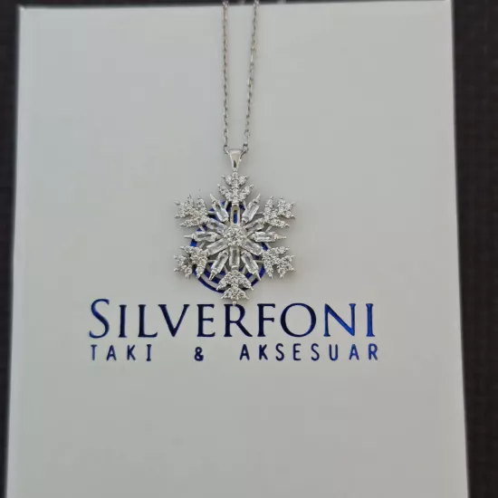 Silverfoni 925 Ayar Gümüş Bayan Kar Tanesi Kolye