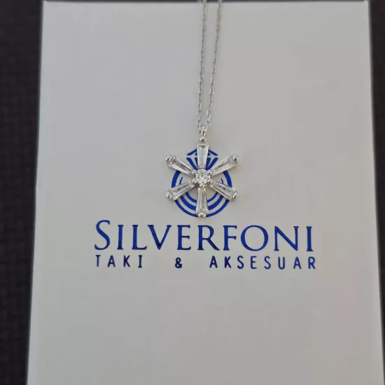 Silverfoni 925 Ayar Gümüş Bayan Kar Tanesi Kolye