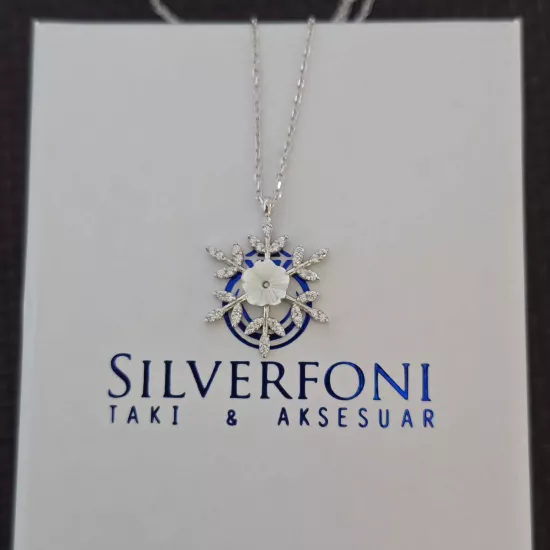 Silverfoni 925 Ayar Gümüş Bayan Kar Tanesi Kolye