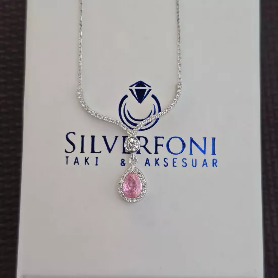 Silverfoni 925 Ayar Gümüş Bayan Damla Kolye