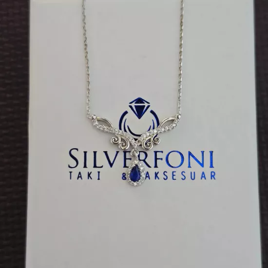 Silverfoni 925 Ayar Gümüş Bayan Damla Kolye