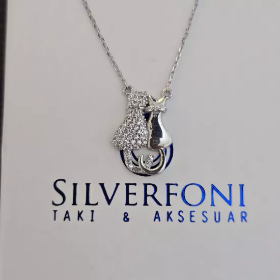 Silverfoni 925 Ayar Gümüş Bayan Kedi Kolye