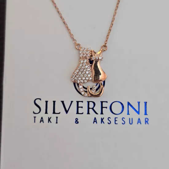 Silverfoni 925 Ayar Gümüş Bayan Kedi Kolye