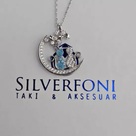 Silverfoni 925 Ayar Gümüş Bayan Kedi Kolye