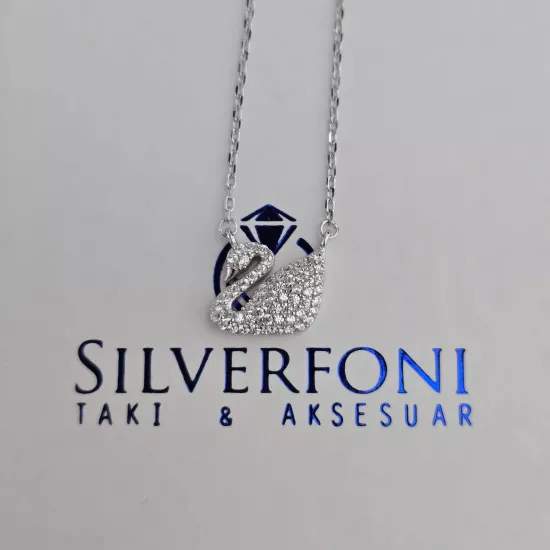 Silverfoni 925 Ayar Gümüş Bayan Kuğu Kolye