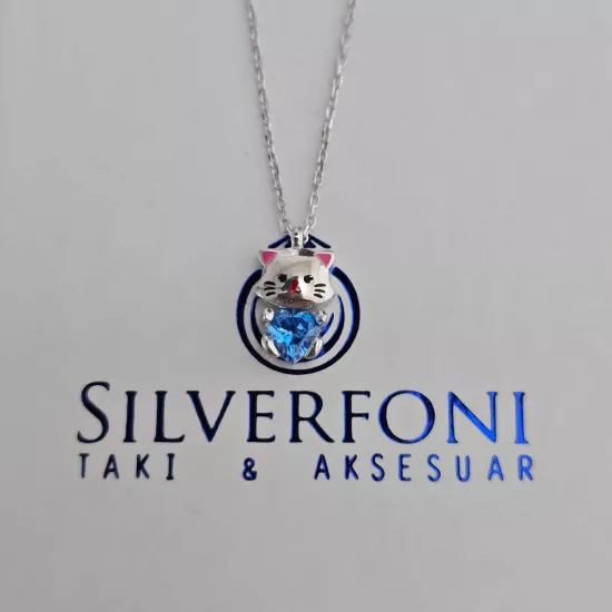 Silverfoni 925 Ayar Gümüş Bayan Kedi Kolye