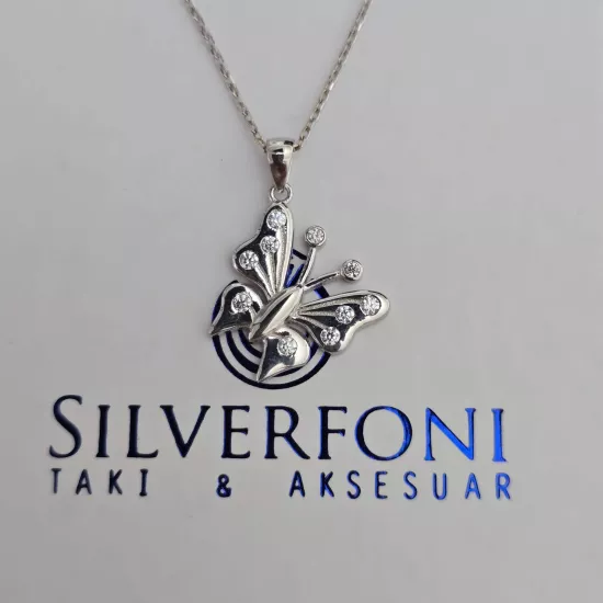 Silverfoni 925 Ayar Gümüş Bayan Kelebek Kolye