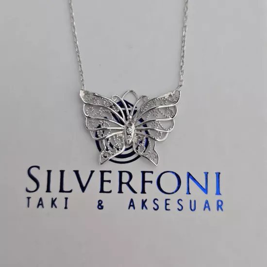 Silverfoni 925 Ayar Gümüş Bayan Kelebek Kolye