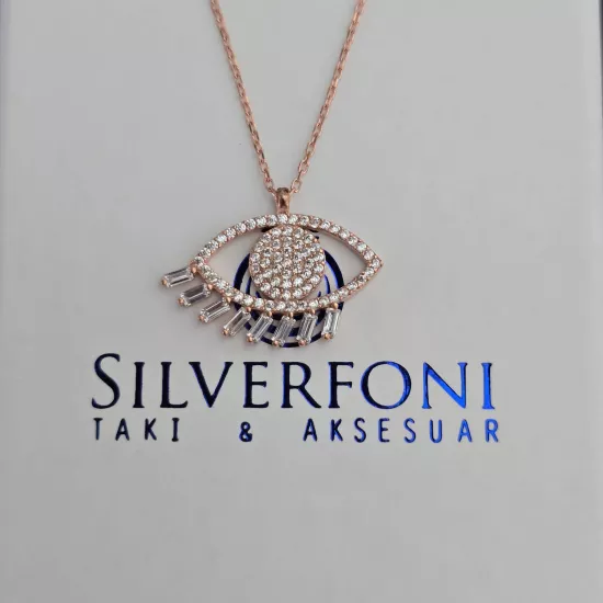 Silverfoni 925 Ayar Gümüş Bayan Göz Kolye
