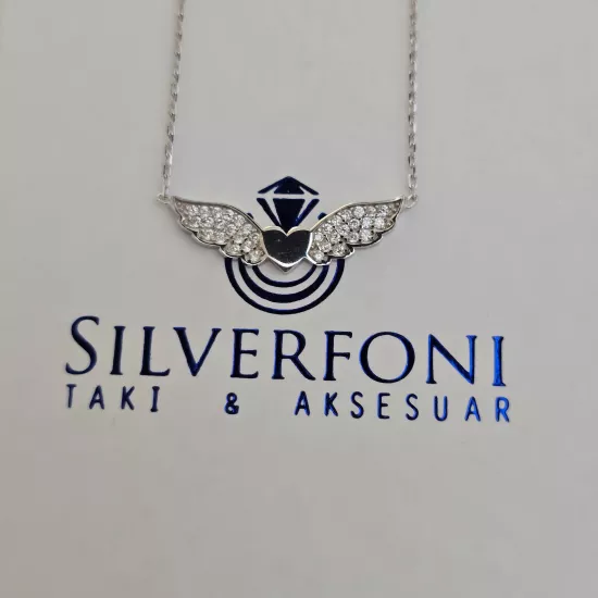 Silverfoni 925 Ayar Gümüş Bayan Kanat Kolye