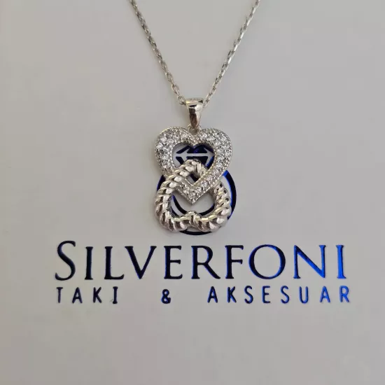 Silverfoni 925 Ayar Gümüş Bayan sonsuz kalp Kolye