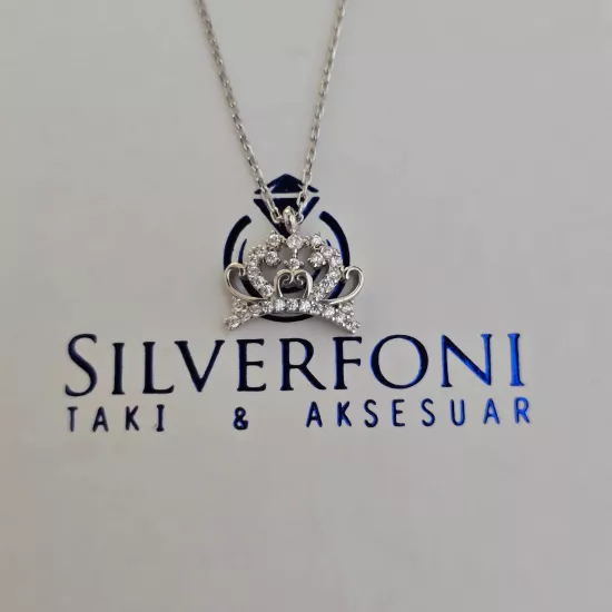 Silverfoni 925 Ayar Gümüş Bayan Taç Kolye