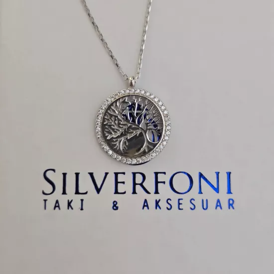 Silverfoni 925 Ayar Gümüş Bayan Yaşam ağacı Kolye