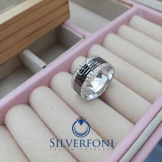 Bayan Oksit Siyah Model Alyans | 925 Ayar Gümüş 