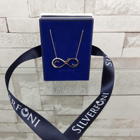Silverfoni 925 Ayar Gümüş Sonsuz aşk Roze Kolye