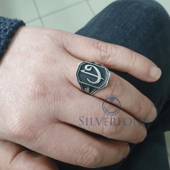 silverfoni 925 ayar Vav Elif erkek yüzük