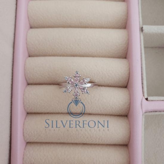 Silverfoni  Gümüş Lotus Renkli   Bayan Yüzük