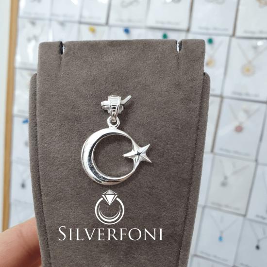 silverfoni 925 ayar erkek ayyıldız kolye ucu 