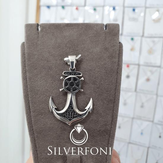silverfoni 925 ayar erkek çapa kolye ucu 