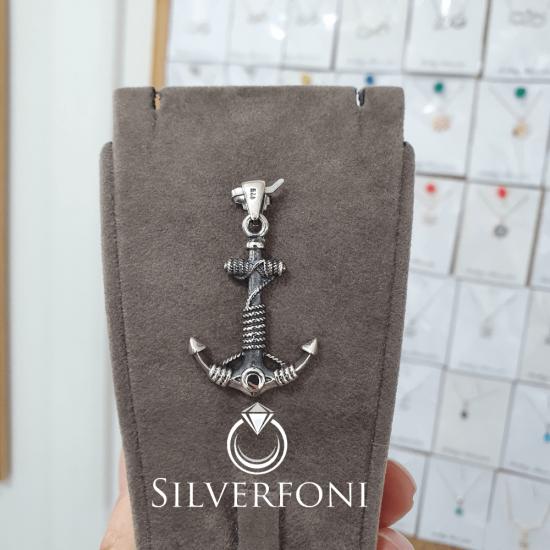 silverfoni 925 ayar erkek çapa kolye ucu 