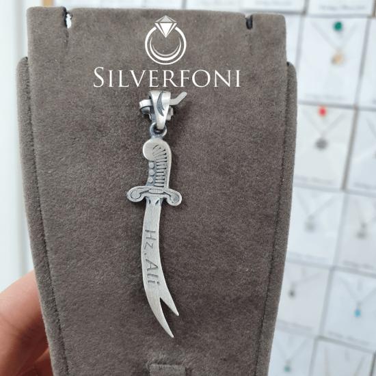 silverfoni 925 ayar erkek Hz Ali Zülfikar kılıcı kolye ucu 