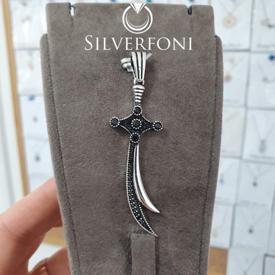 silverfoni 925 ayar erkek Hz Ali Zülfikar kılıcı kolye ucu 