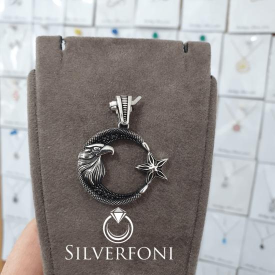 silverfoni 925 ayar erkek ayyıldız kolye ucu 