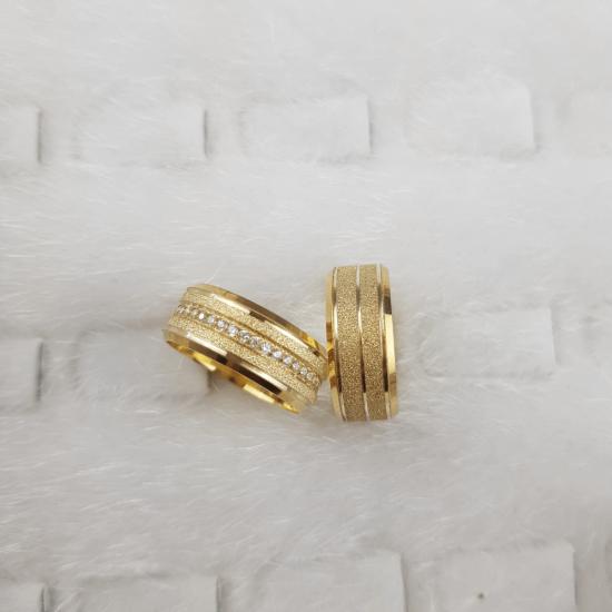 Dicle Taşlı Elişi Çift Alyans | 925 Ayar Gümüş