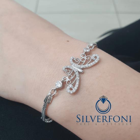 Silverfoni 925 Ayar Gümüş  Kelebek  silver  Bileklik