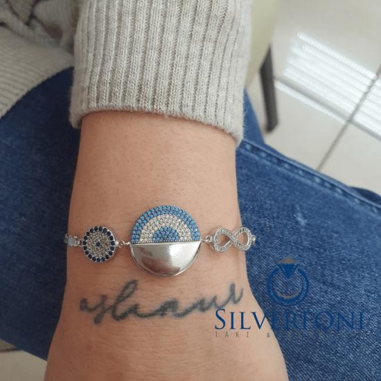 Silverfoni 925 Ayar Gümüş Nazar Sonsuzluk  Bileklik