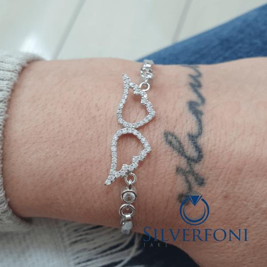 Silverfoni 925 Ayar Gümüş Kanat Silver  Bileklik