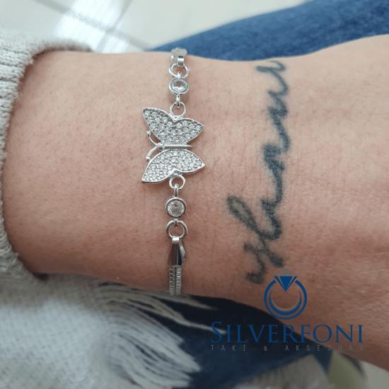 Silverfoni 925 Ayar Gümüş Kelebek  Bileklik