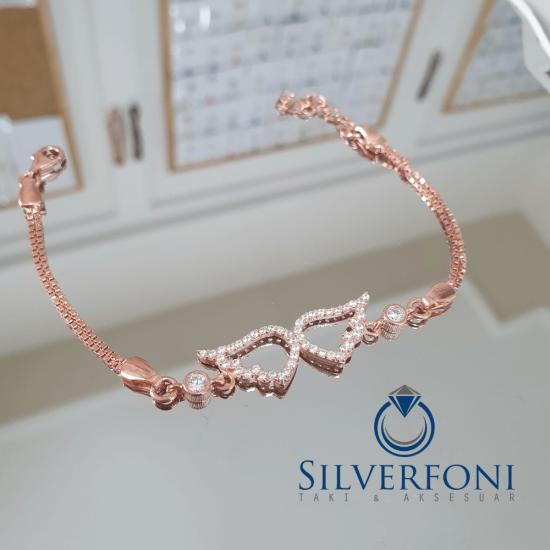 Silverfoni 925 Ayar Gümüş  Kanat  Rozegold  Bileklik