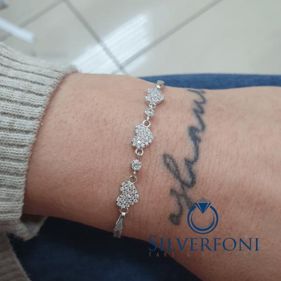 Silverfoni 925 Ayar Gümüş Kalp  figürlü  Bileklik