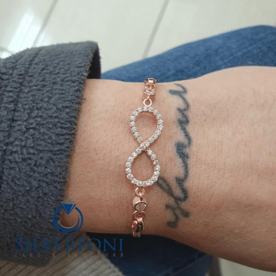 Silverfoni 925 Ayar Gümüş Sonsuzluk  rozegold Bileklik