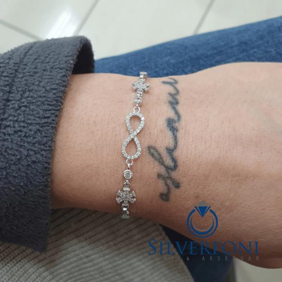 Silverfoni 925 Ayar Gümüş sonsuz kartanesi Bileklik
