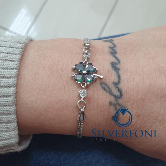 Silverfoni 925 Ayar Gümüş Yonca Silver Bileklik