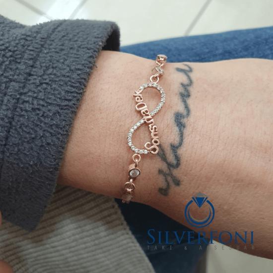 Silverfoni 925 Ayar Gümüş SonsuzaDek  rozegold Bileklik