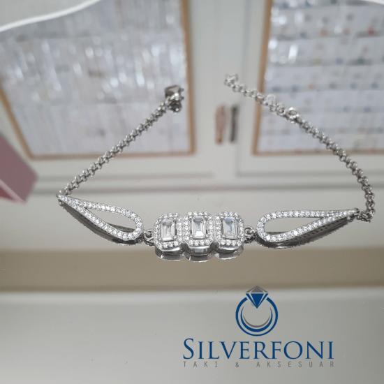 Silverfoni 925 Ayar Gümüş   Üçlü Baget  Bileklik