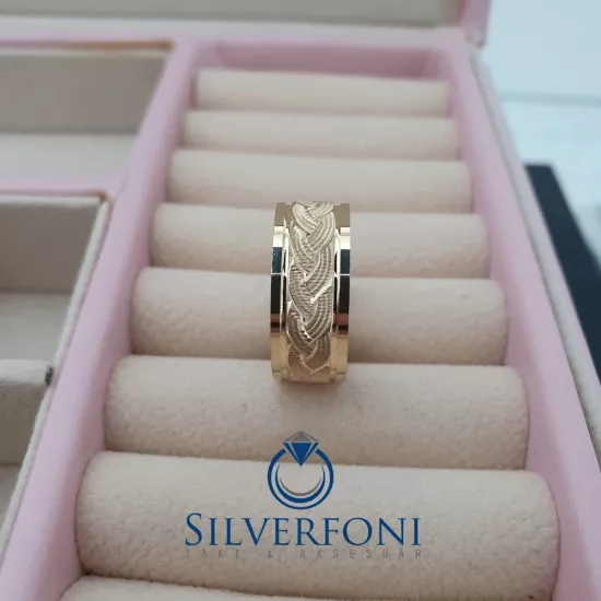 Örgü Model Erkek Gümüş Alyans 