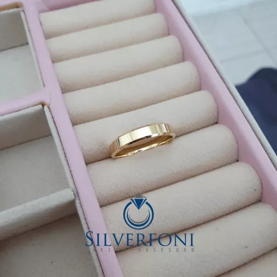Erkek 4mm Küt Kesim Klasik Gümüş Alyans Silverfoni