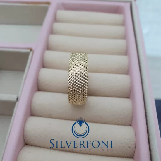 Erkek Nokta Desenli Klasik Gümüş Alyans Silverfoni