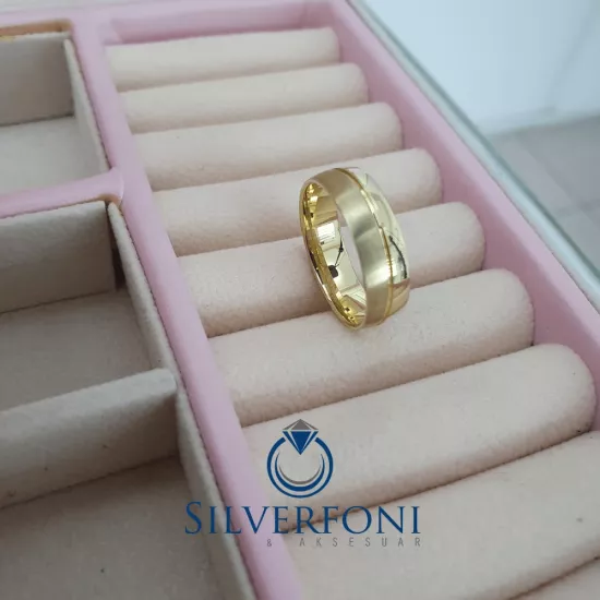 Üç Işıltı Su Yolu Bay Alyans 925 Ayar Gümüş