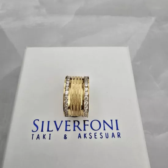 Silverfoni Bayan Sıra Taşlı Ortası Kum Desenli 