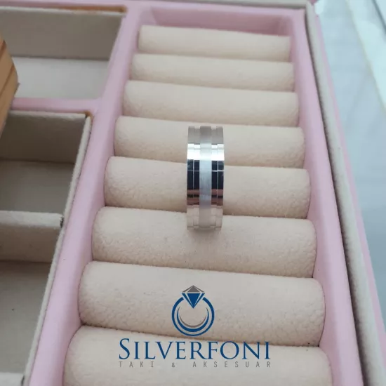 Tutku Model El İşi Bay Alyans 8mm 925 Ayar Gümüş