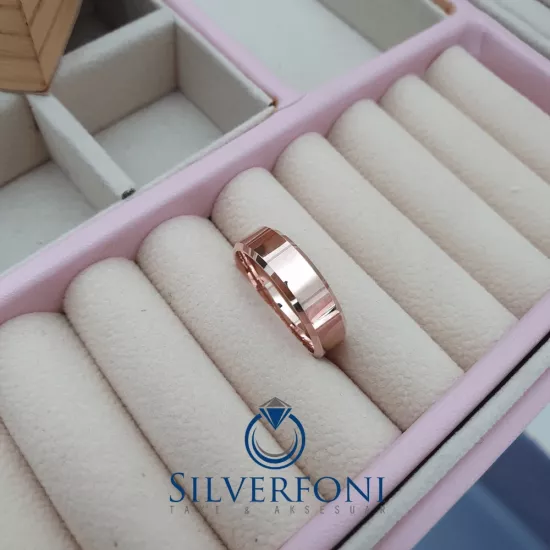 Erkek 6mm Küt Kesim Klasik Gümüş Alyans Silverfoni