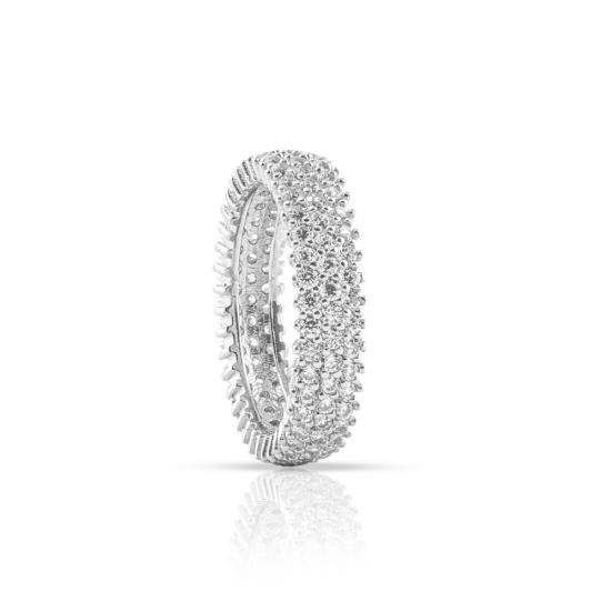 Silverfoni Tamtur Üç Sıra Zirkon Taşlı Yüzük