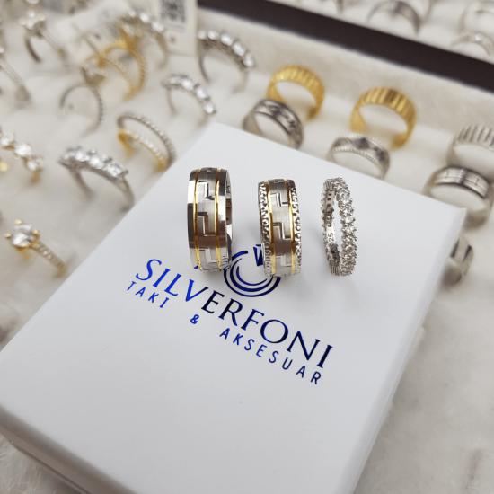 Silverfoni Greg çift  Alyans & Tek Sıra Tamtur Alyans   Kombini 